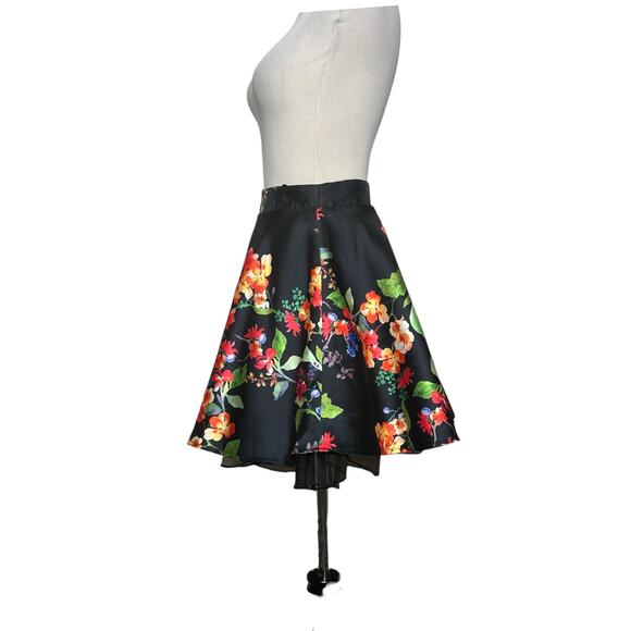 City Studio black red floral A line mini skirt size juniors 5 - Picture 9 of 16